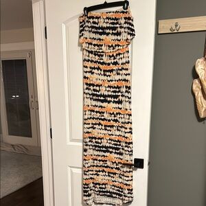 Orange and Black Tie-Dye Maxi Dress